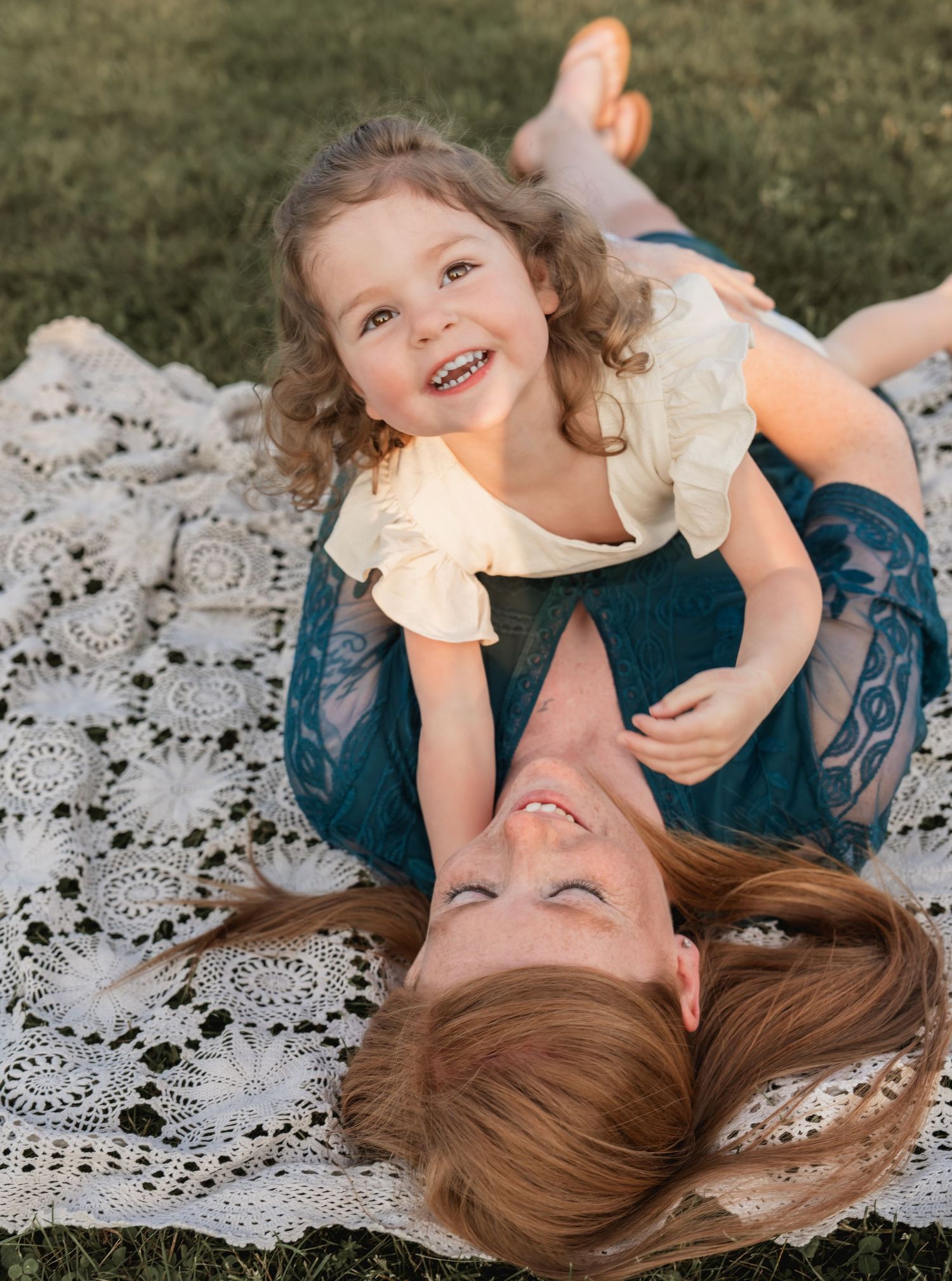 3 year old and mom playing