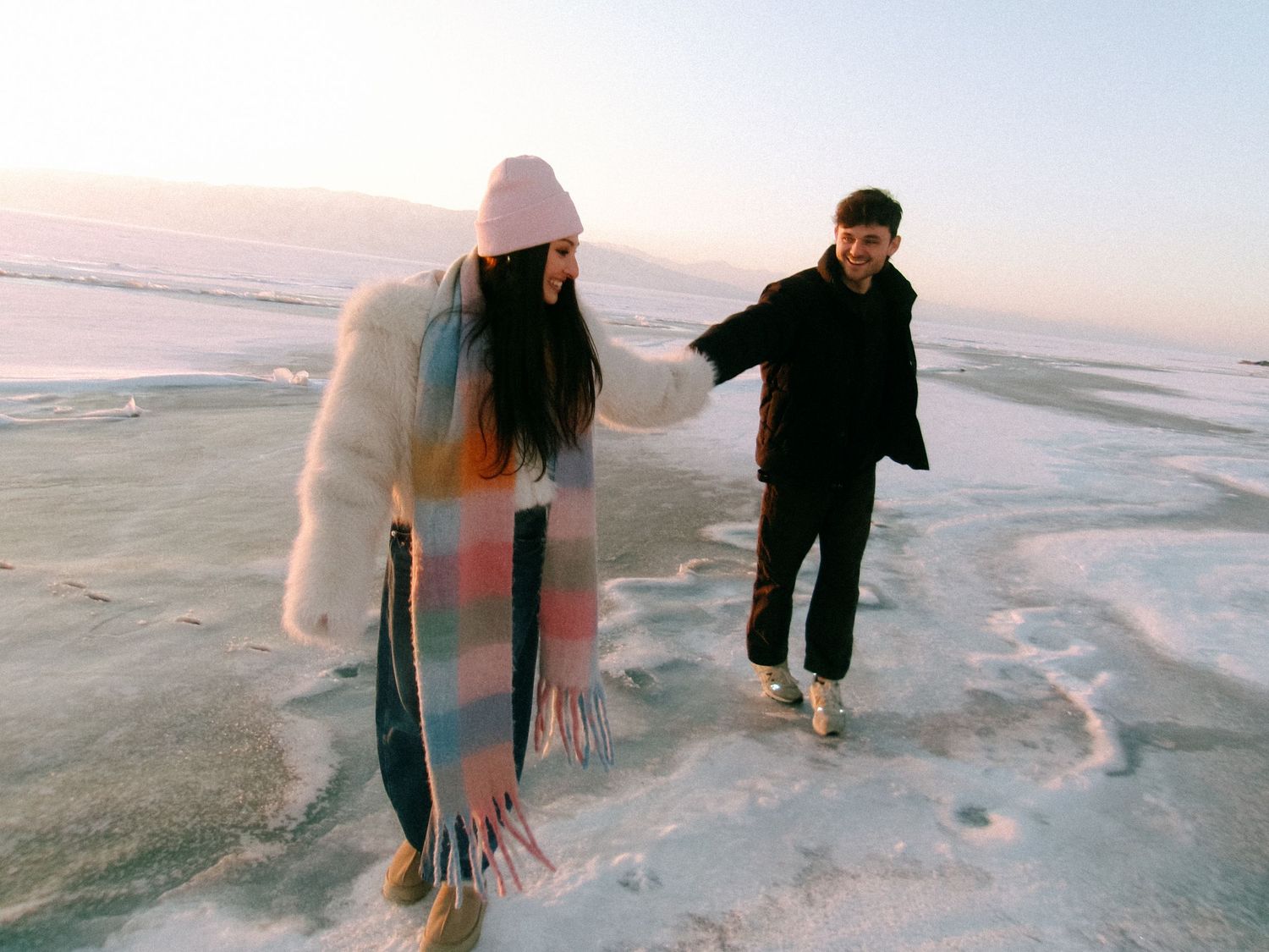Playful engagements on Utah's frozen lake.