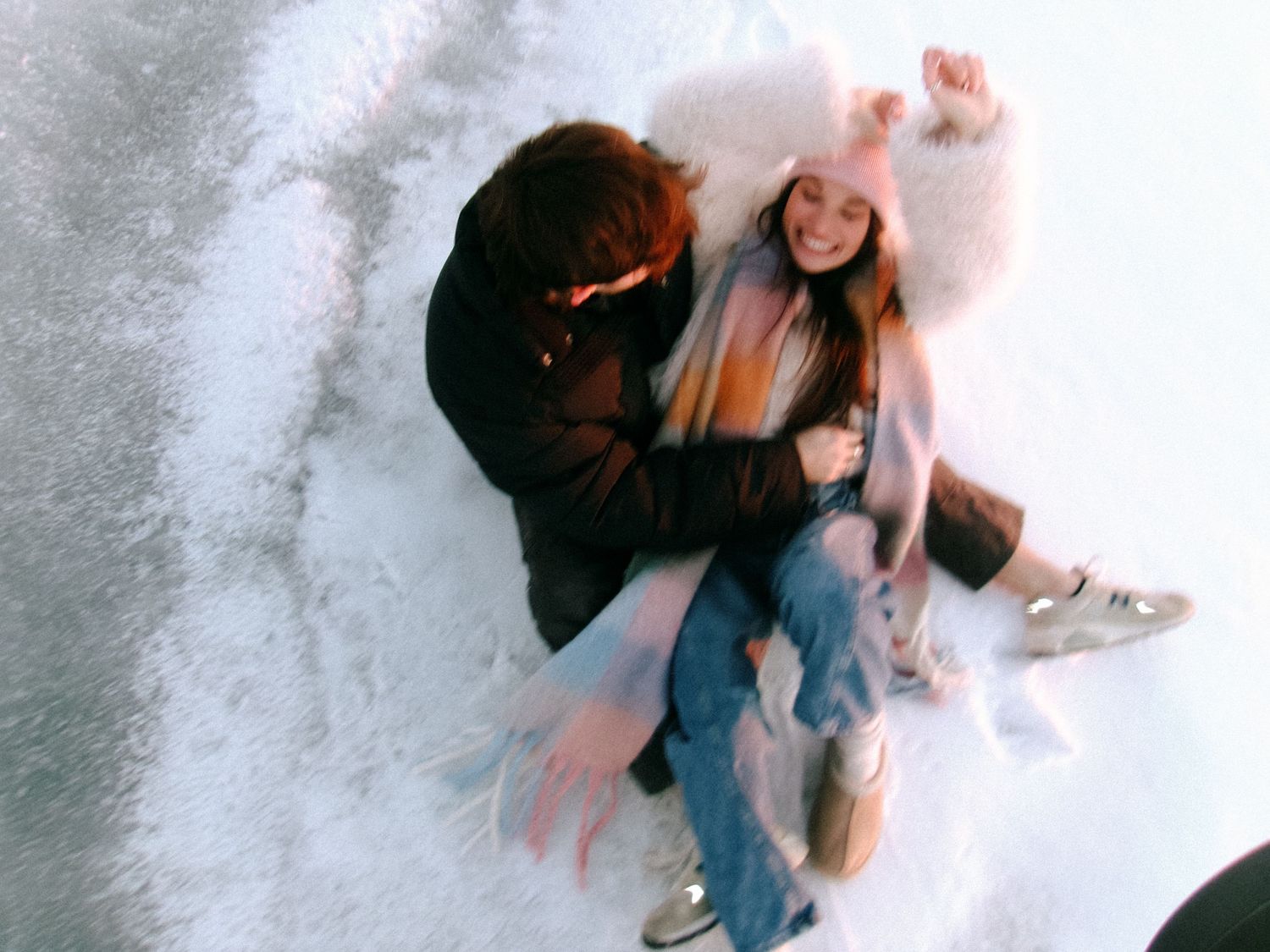 Playful engagements on Utah's frozen lake.
