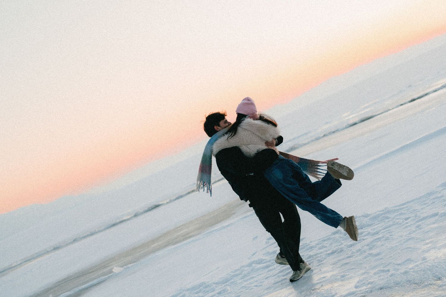 Playful engagements on Utah's frozen lake.