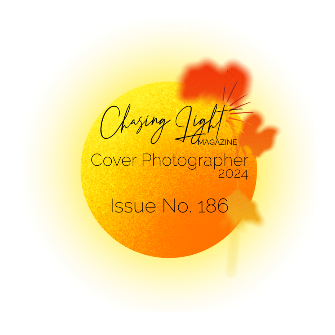 A yellow and orange circular logo design for a cover photographer featuring heart shapes.
