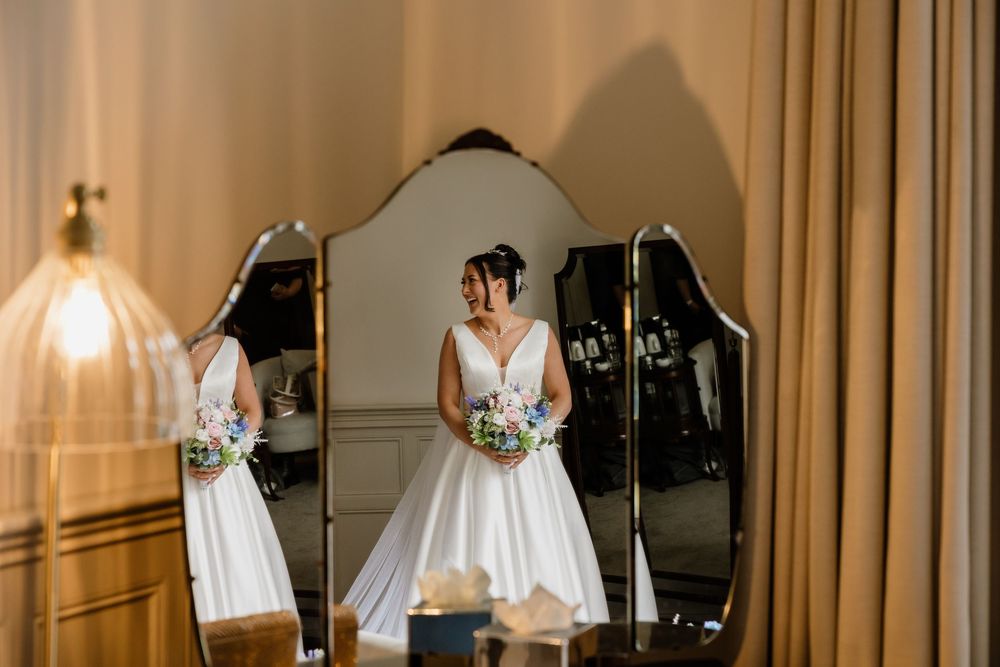 Bride in mirror Highley Manor
