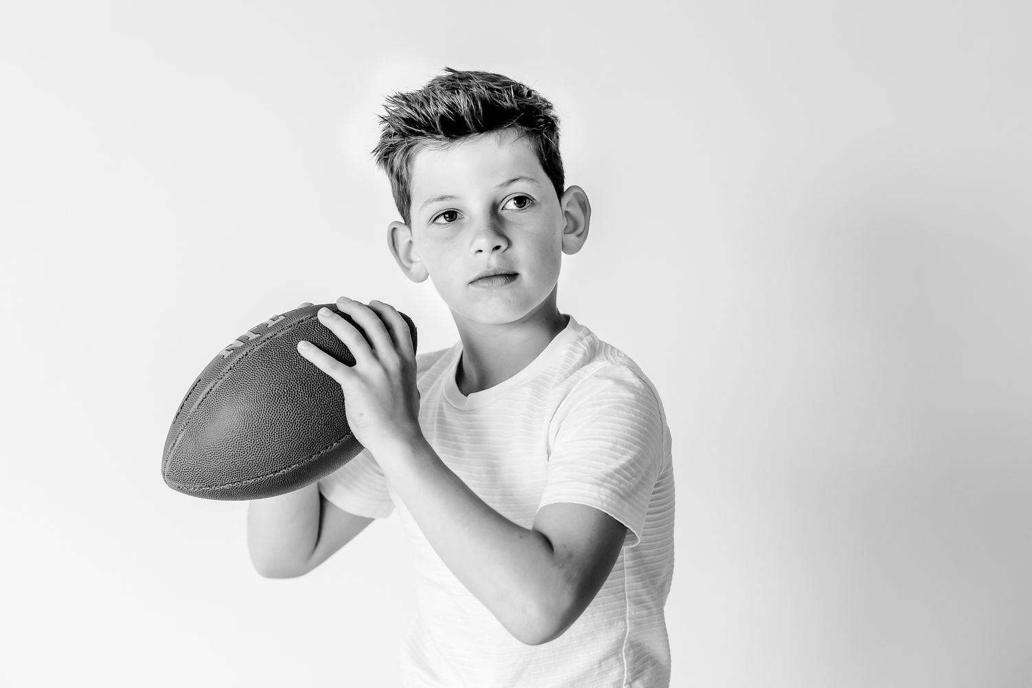 Kids Sports Photography ideas. Kids portrait with props ideas. Black and White Kids portraits in Chicago. Chicago Kids photographer.