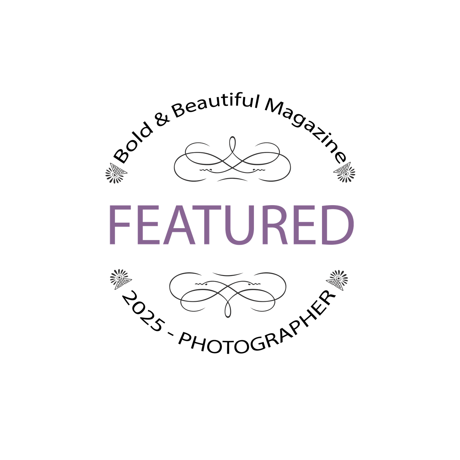 A decorative purple text graphic displaying the word 'Featured' with ornate design elements.