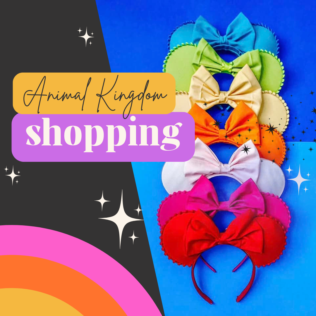 Collection of colorful Disney-themed ear headbands arranged against a bright blue background.