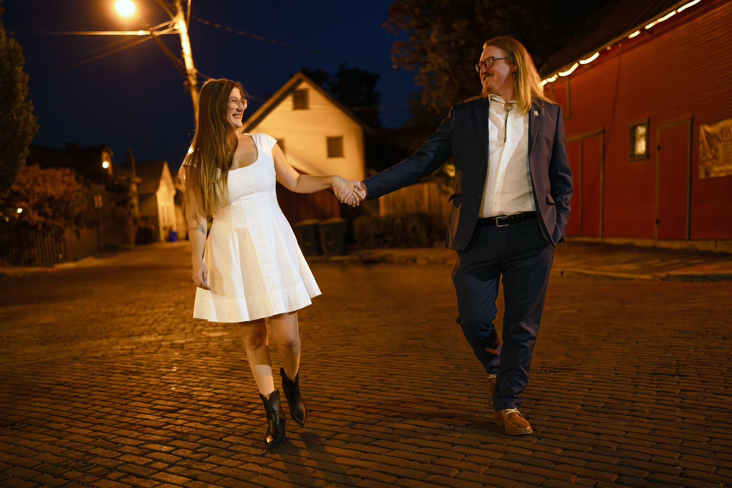 night portrait German Village Engagement Photos