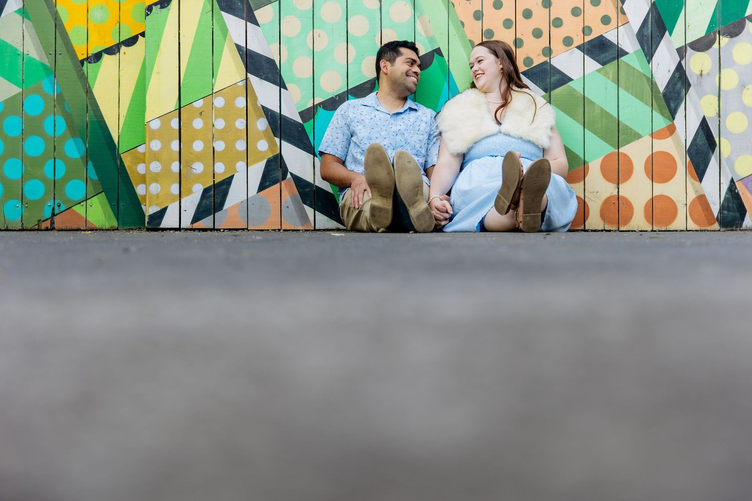 Engagement photo shoot in Auckland street art laneway