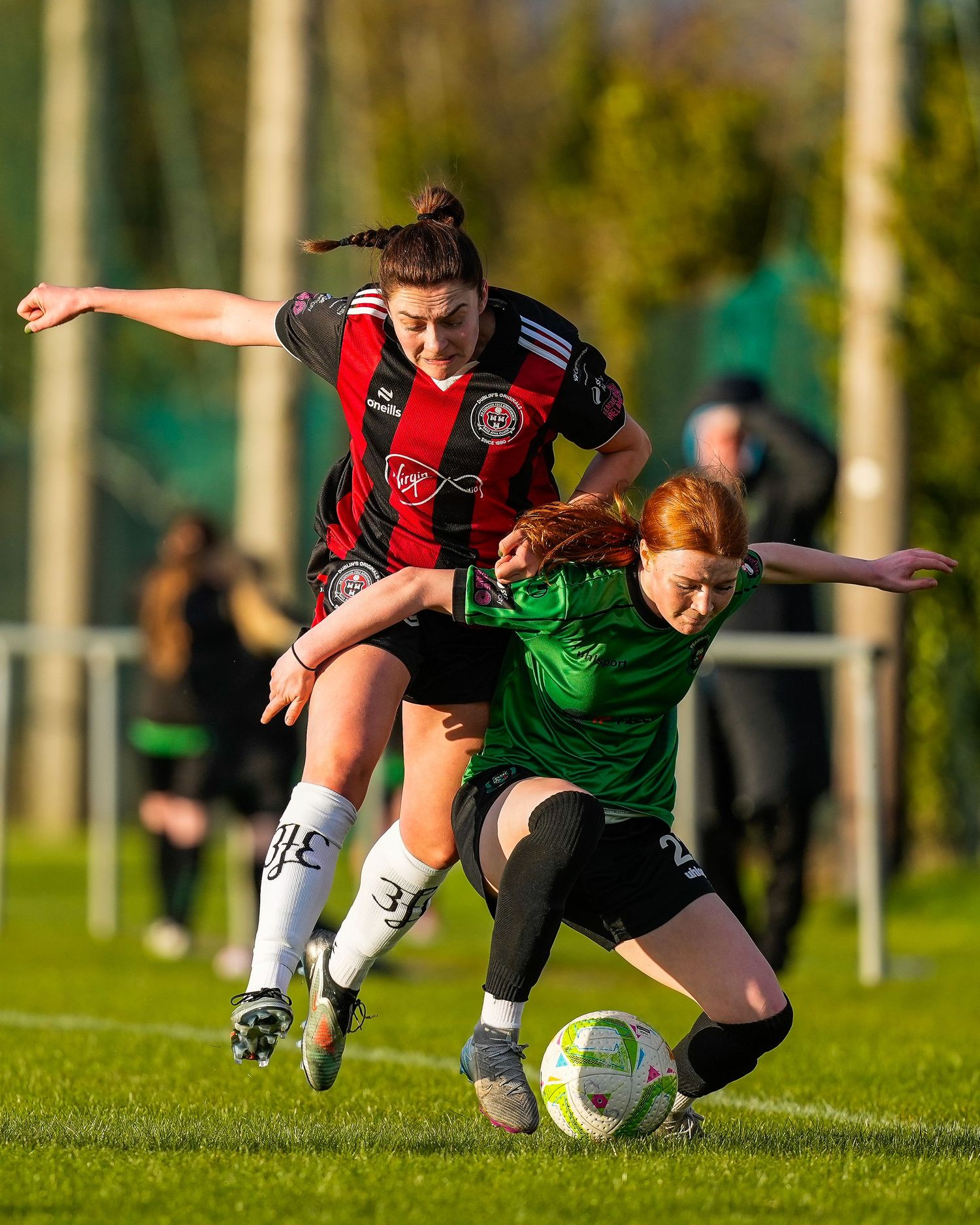 Meabh Russell of Peamount Utd tackles  Allanah McEvoy of Bohemians during the SSE Airtricity League Women’s Premier Division match.