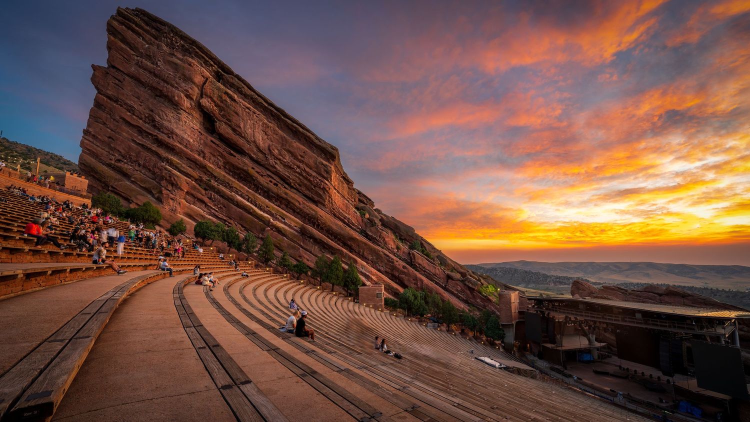 A beautiful sunrise at Red Rocks Amphitheater in Morrison, CO.