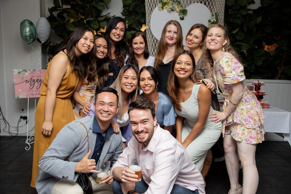 Candid photos with Happy couple celebrating their engagement with there guests in sydney at Shellhabour bar