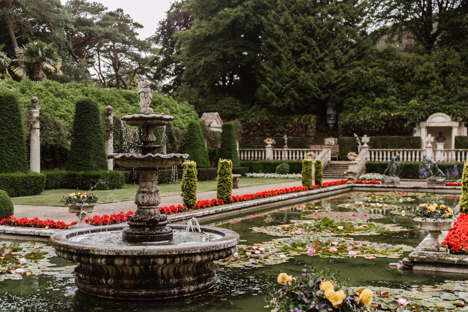Italian Villa Compton Acres wedding venue Dorset. Candid Wedding photographer Dorset.