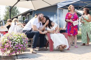 A collage of romantic outdoor engagement photos showing couples embracing and posing in natural settings.