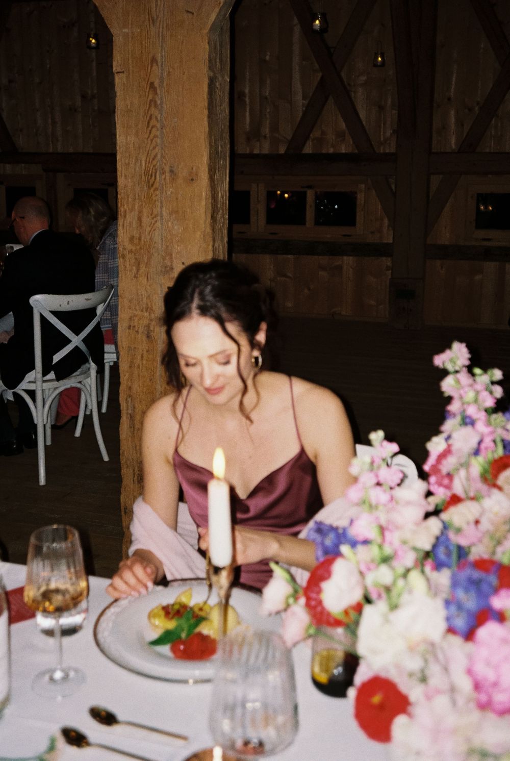 Analog wedding photograph captured on Kodak Gold 200 film, showing an honest and unposed moment.