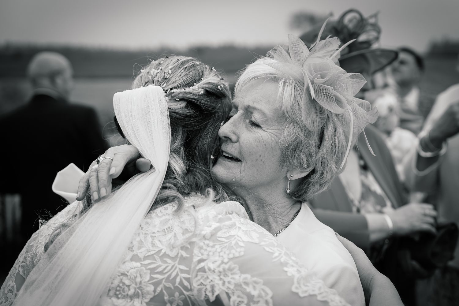 Wedding celebration scene with guests dancing in a festive atmosphere. Doxford Barns