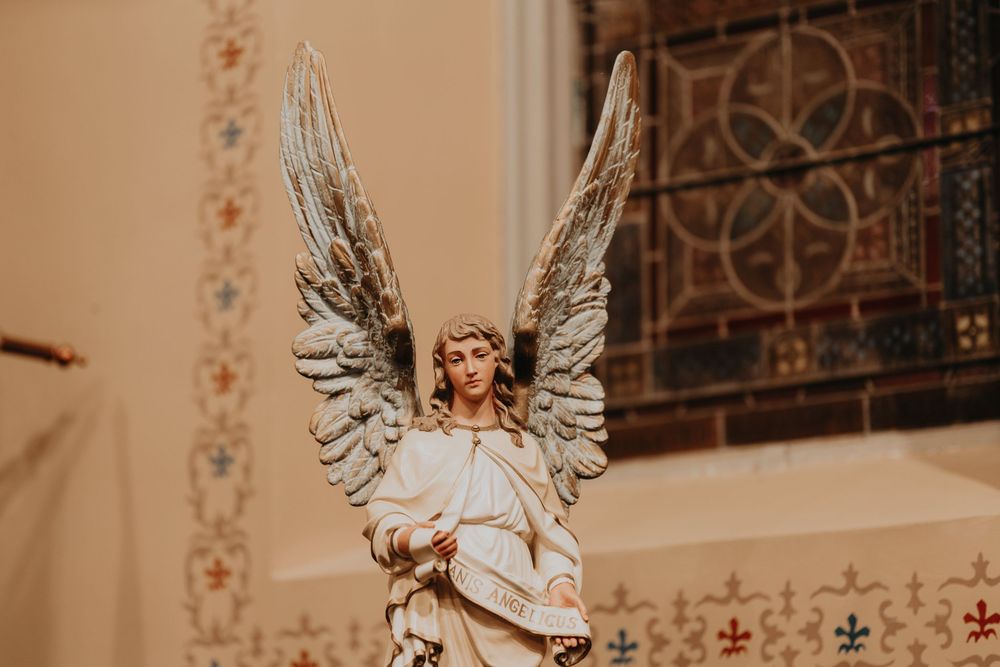 winged angel statue in Formosa Catholic Church