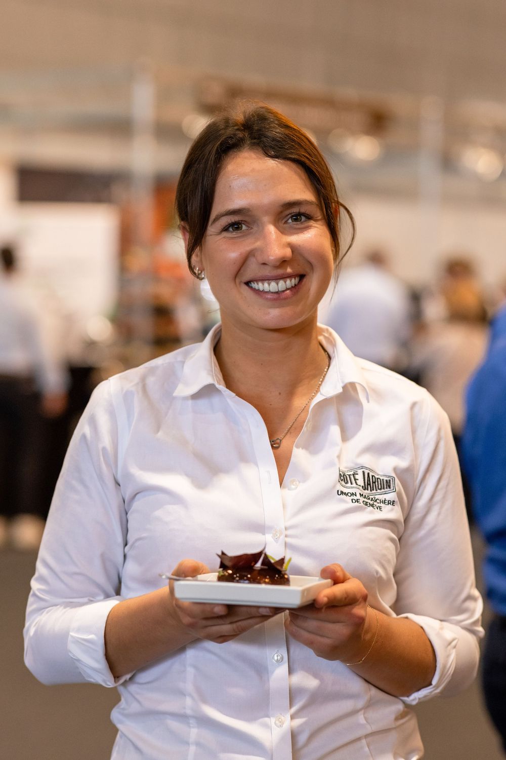 Moments capturés sur un salon professionnel avec une patisserie réalisée avec le chocolat Ecuacao