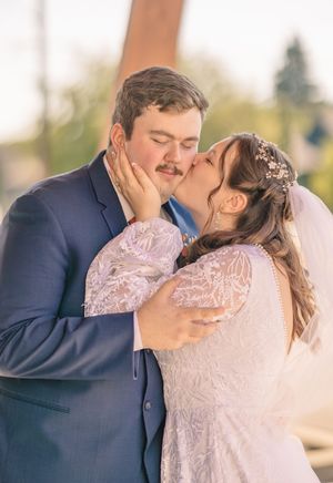 Intimate wedding portrait sequence captured in soft natural lighting outdoors.