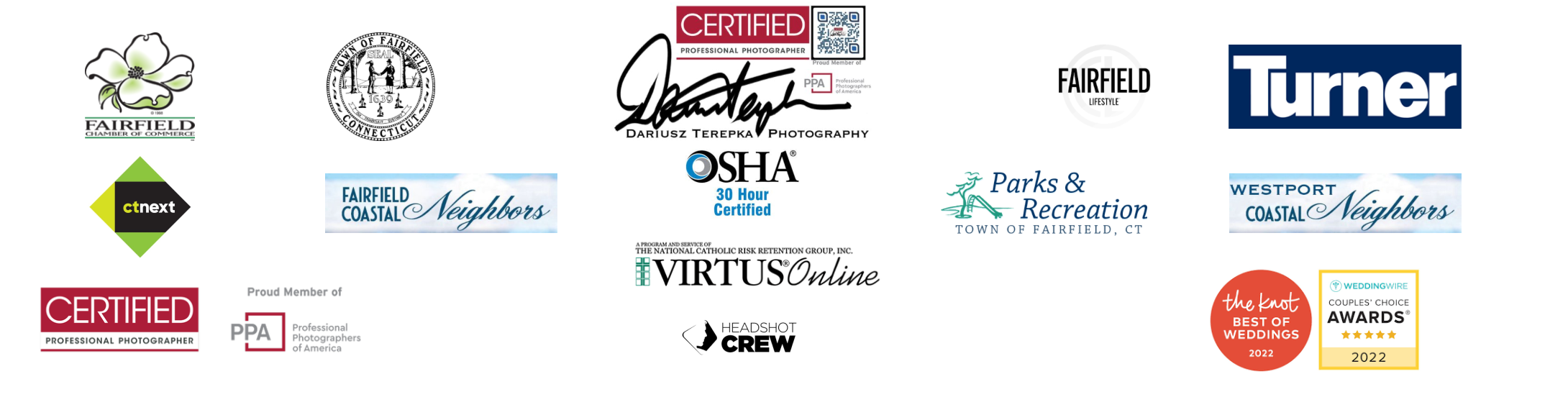 Various corporate and industry logos arranged in a horizontal row including Turner and office service company emblems.