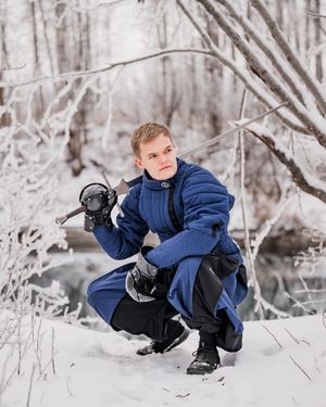 German long sword fighting for senior photoshoot.