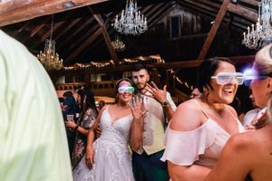 newlyweds dancing and having a good time at Bell's Banquet wedding