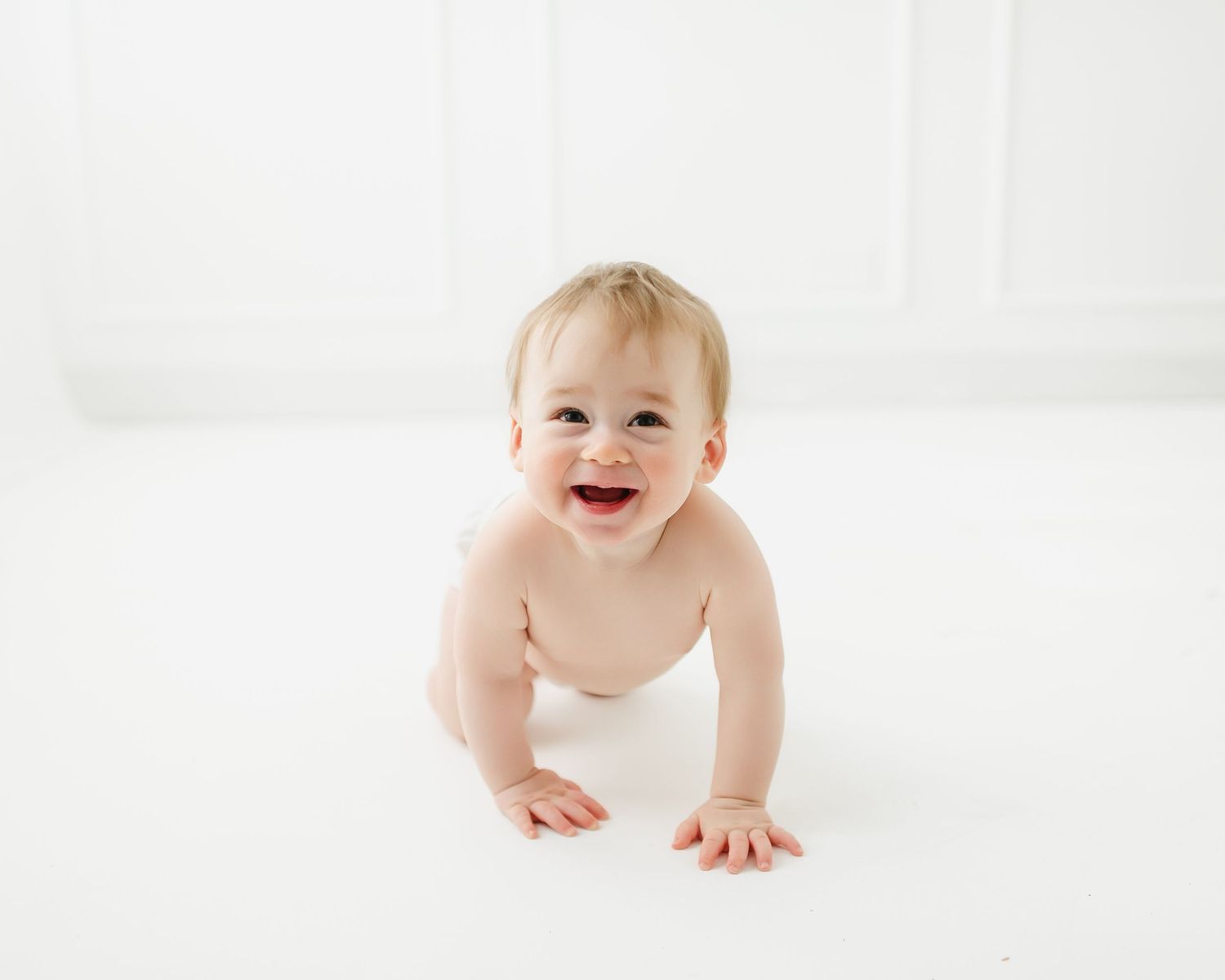 baby boy milestone photo session at the studio in Centennial Colorado