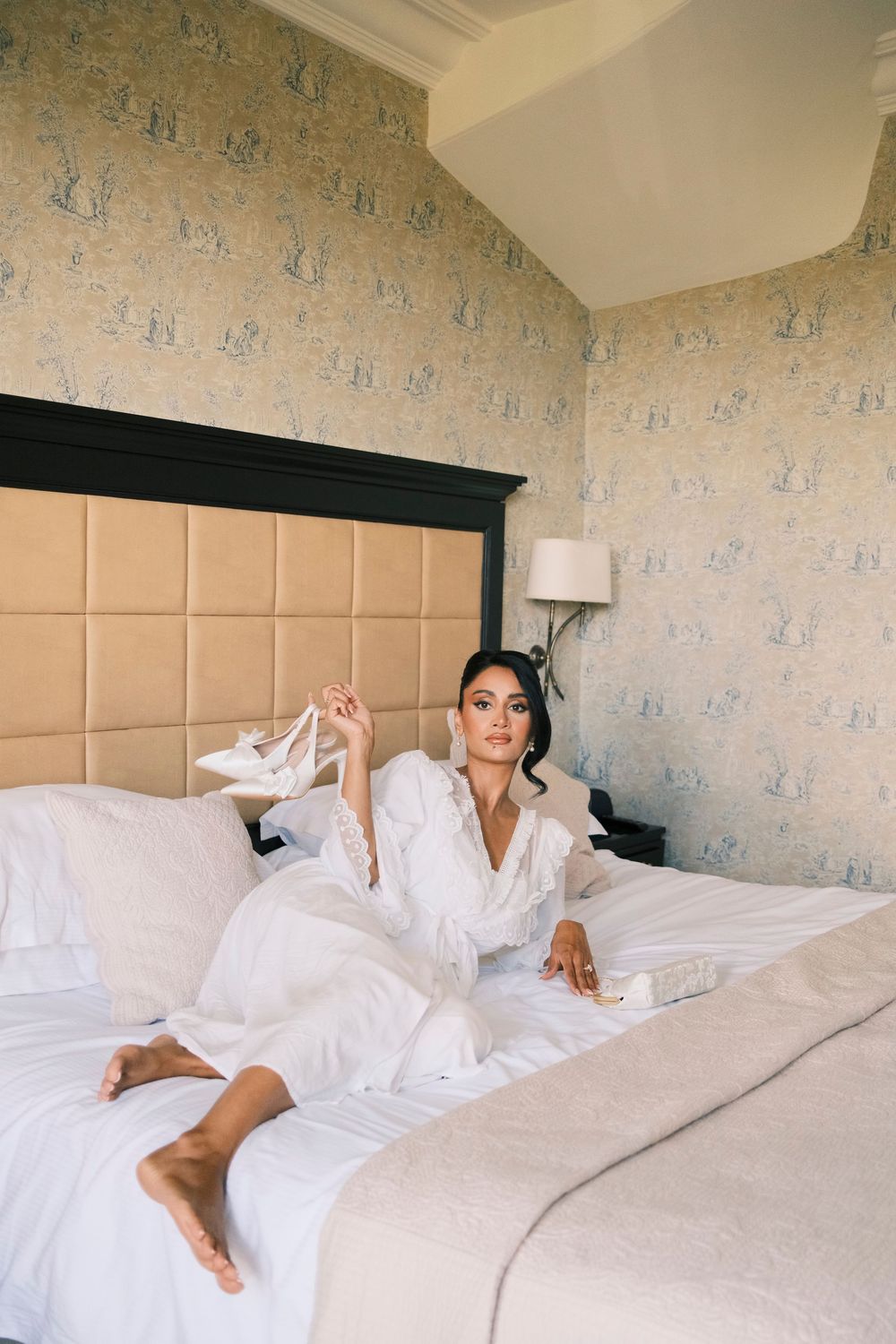 Editorial bridal portrait during getting ready at The Petersham Hotel