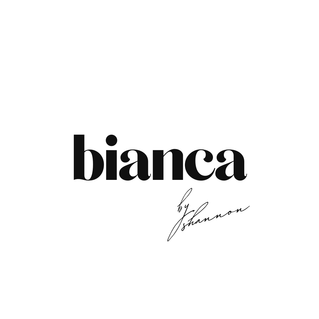 Elegant black and white logo design for Bianca by Shannon photography brand.
