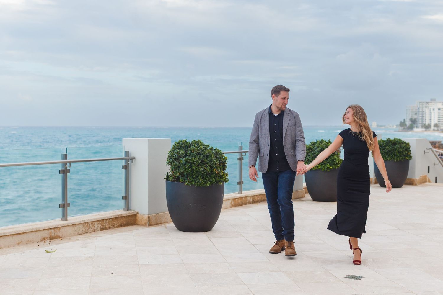 Couples portrait. Condado Vanderbilt Hotel in San Juan, Puerto Rico.