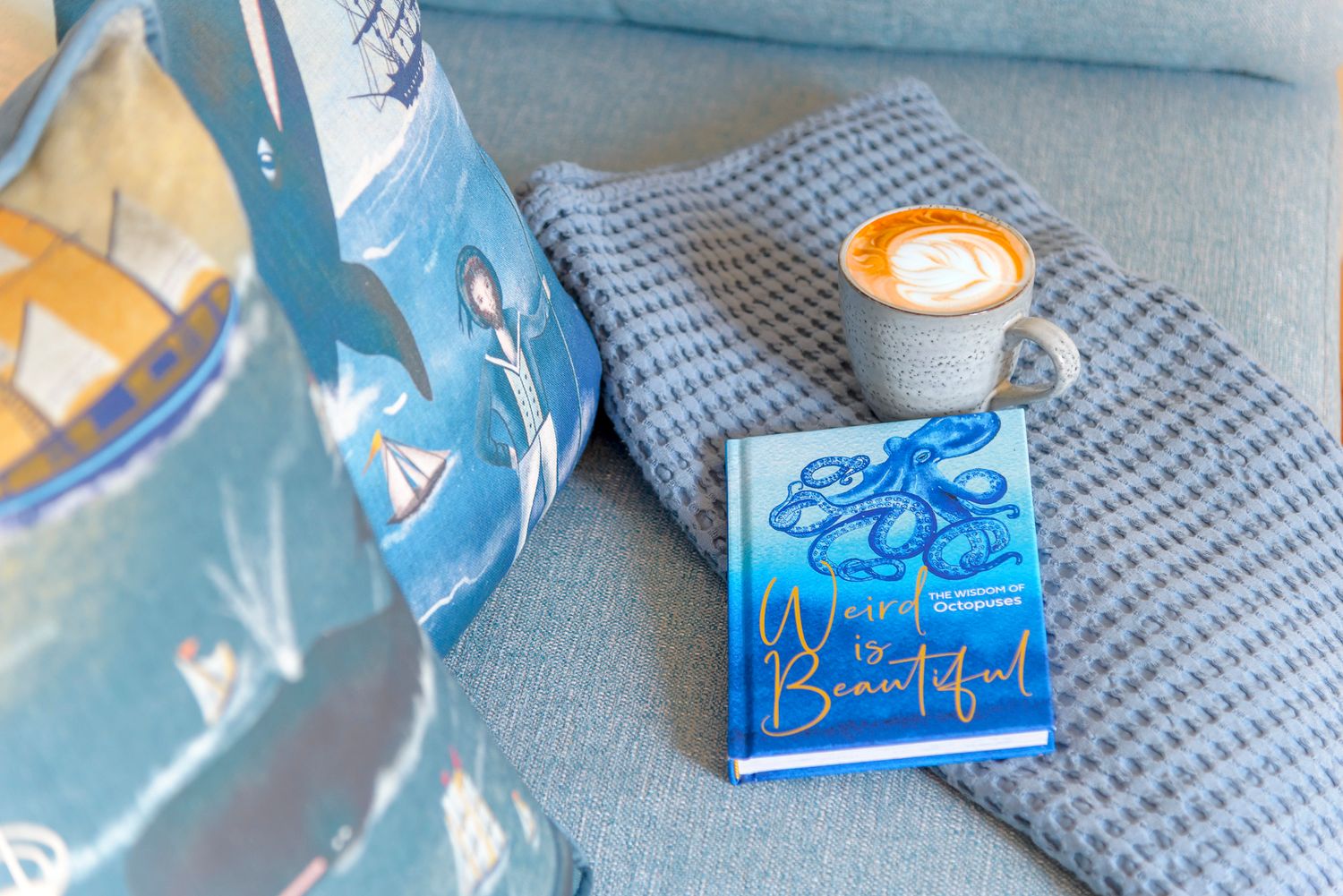 lounge scene with book and coffee