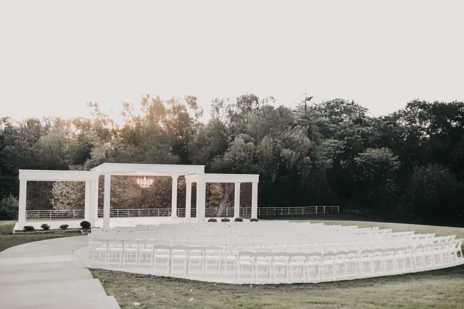 a wide angle photo of the firefly gardens wedding venue