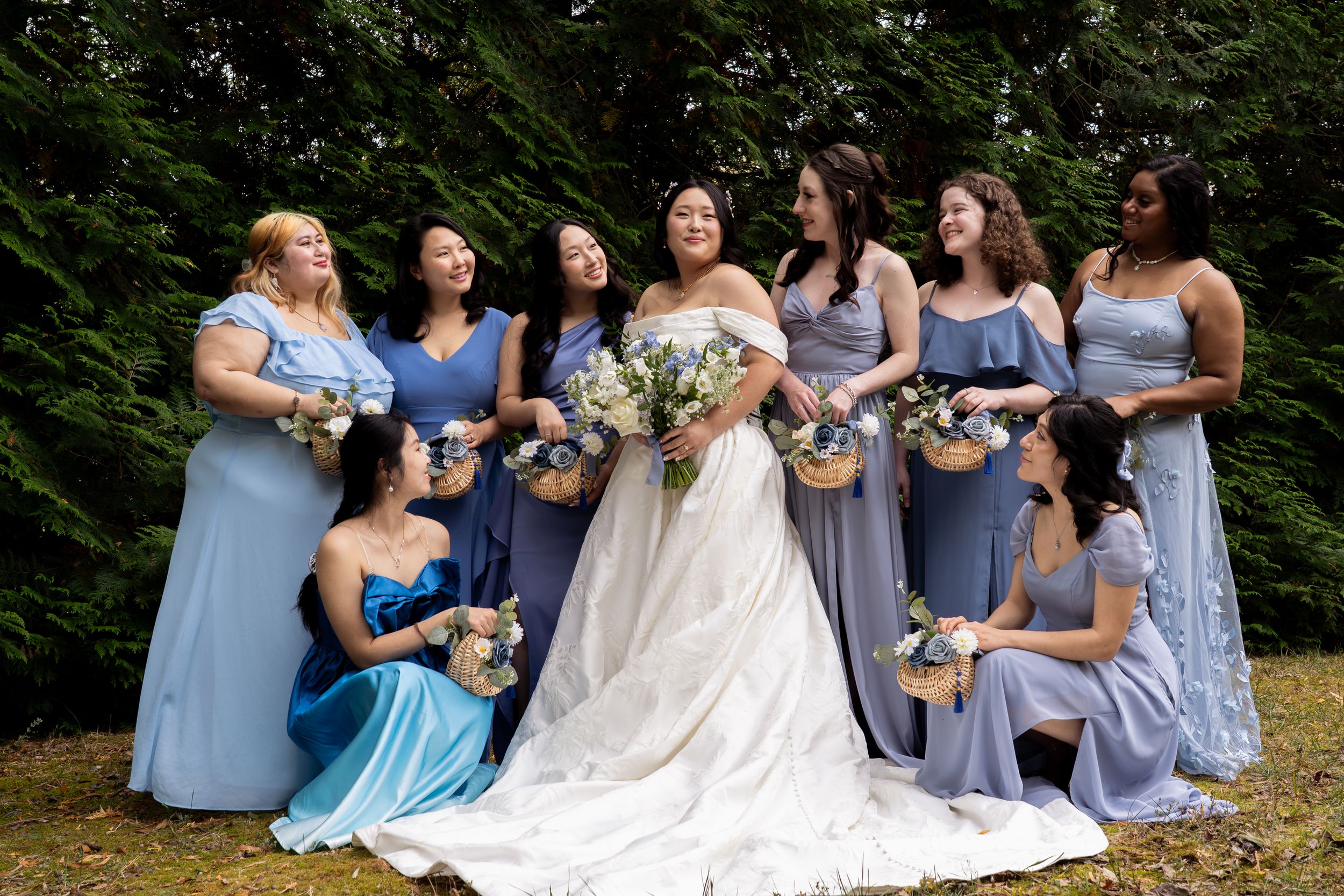 Edititorial shot of Chinese bride with bridesmaids