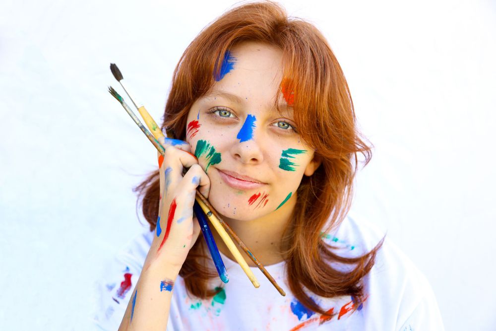 senior female portrait paint art