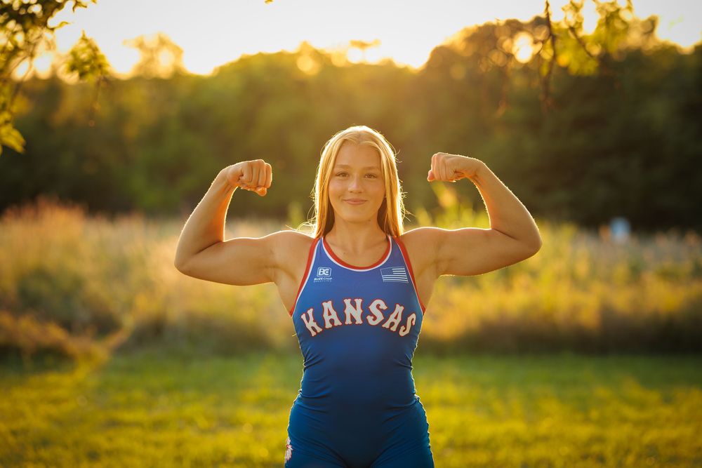 senior girl portrait wrestling