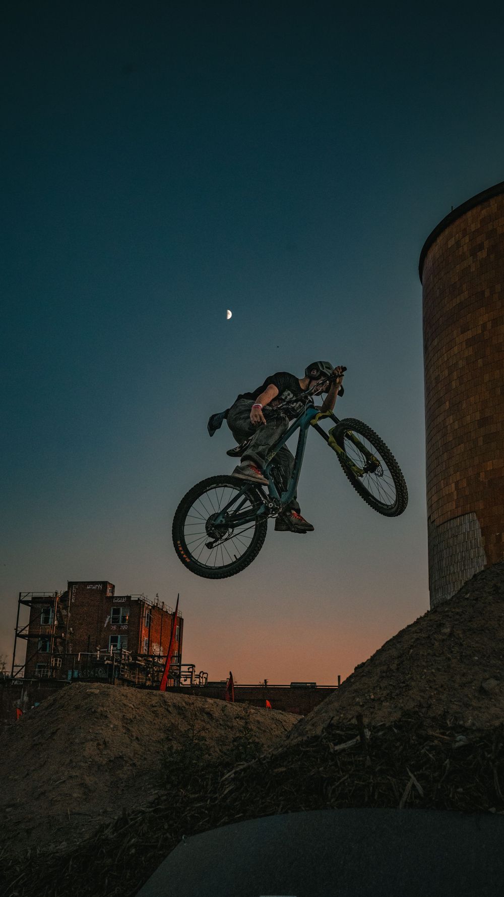 Jumping mountain biker