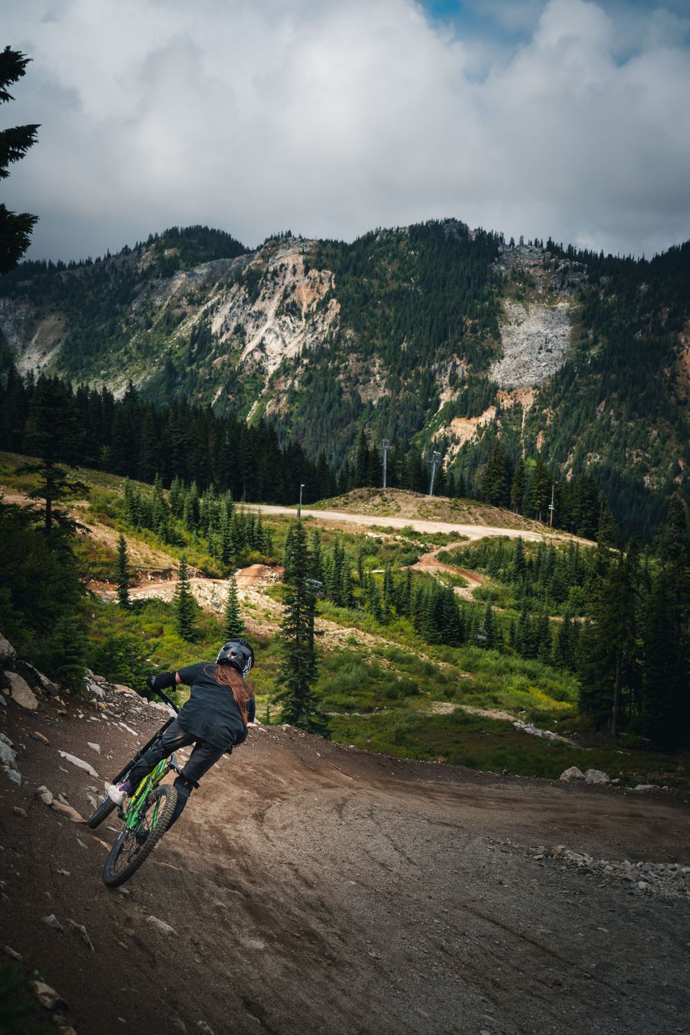 Back of mountain biker