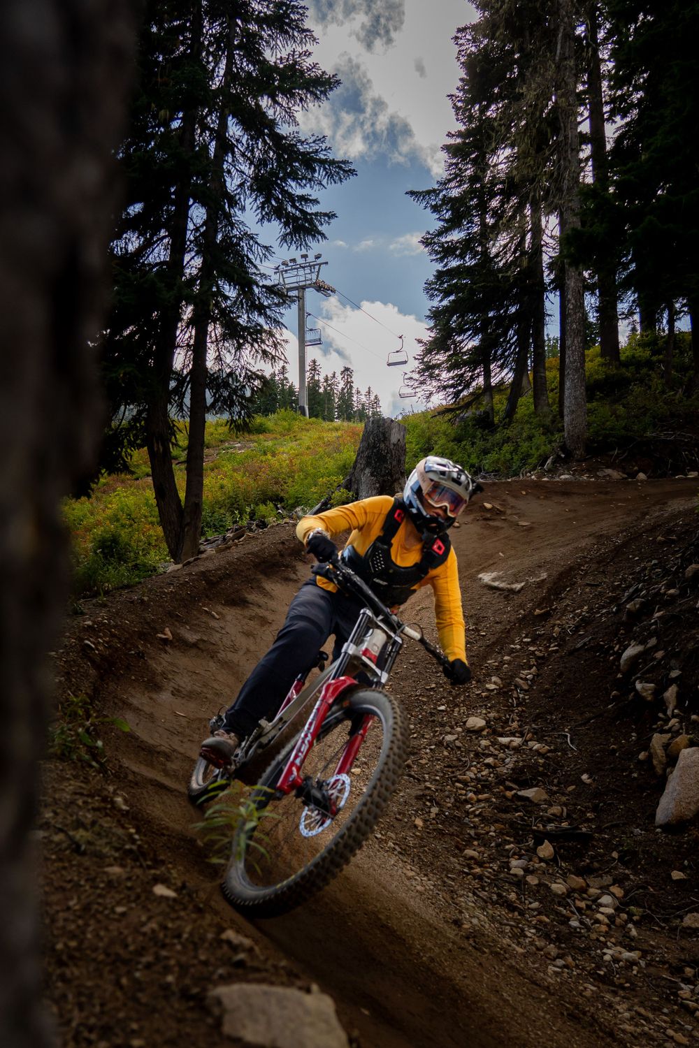 Armored mountain biker