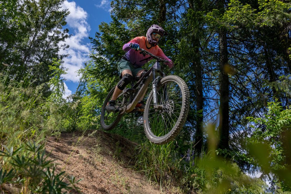 Mountain biker dropping