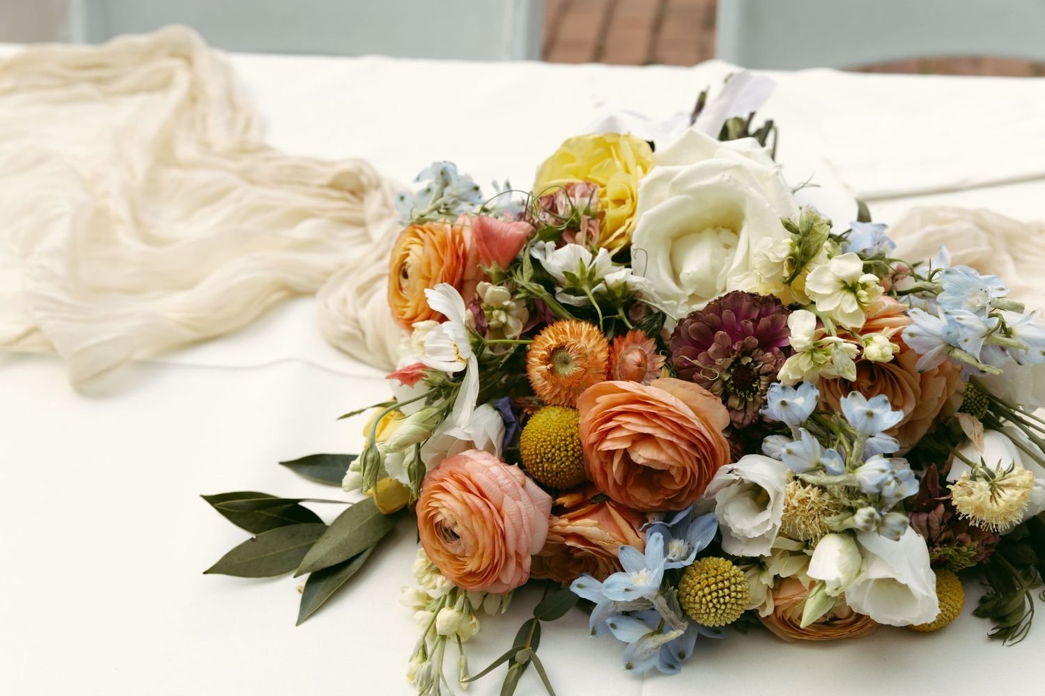 Bright floral arrangment from wedding tips