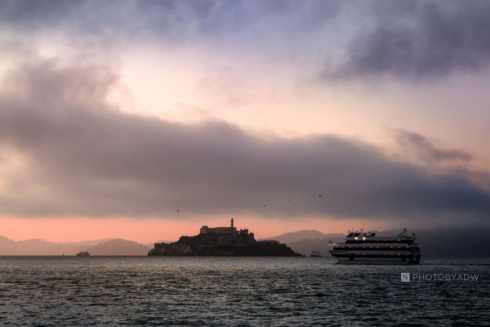 Alcatraz Island during dusk hours