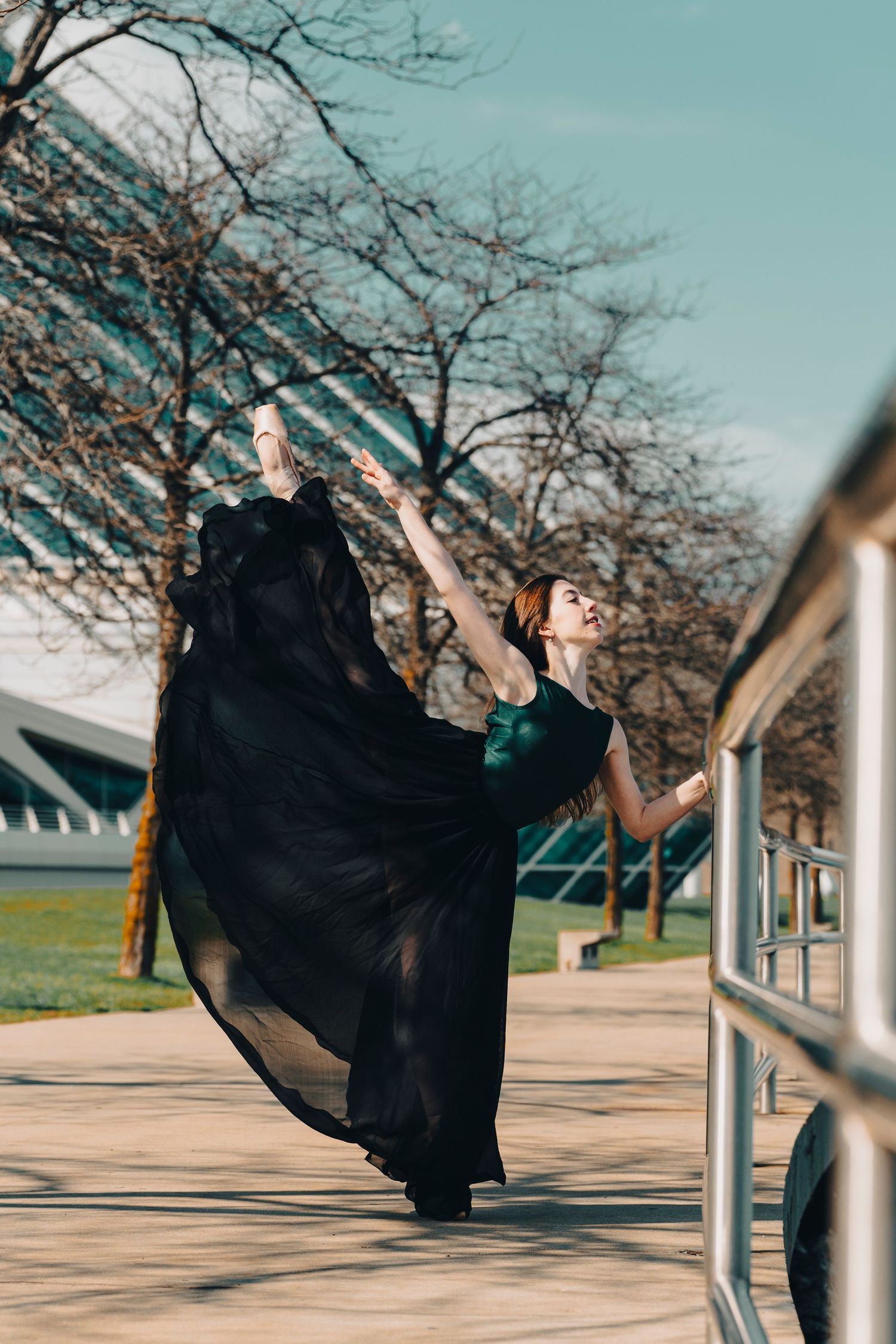 ballet dancers in motion, featured in Milwaukee Ballet dance photography at the Milwaukee Art Museum of a ballerina
