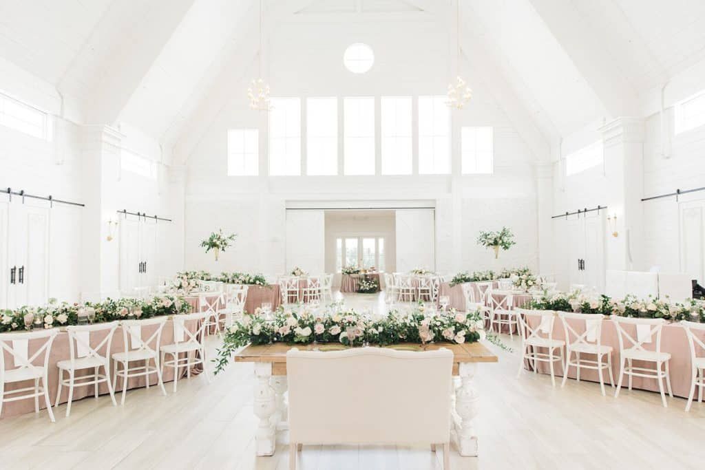 Reception setup at The Nest at Ruth Farms, a Dallas wedding venue