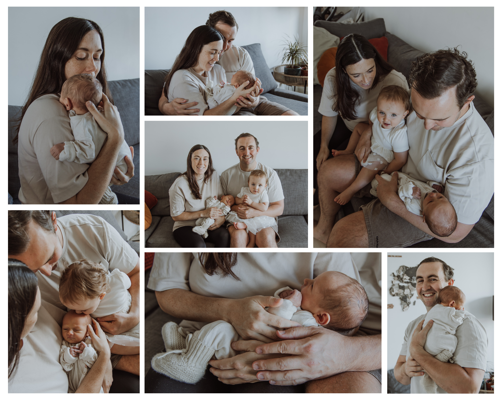 Newborn photo shoot done at home with the whole family