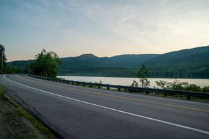 Road mountain pond