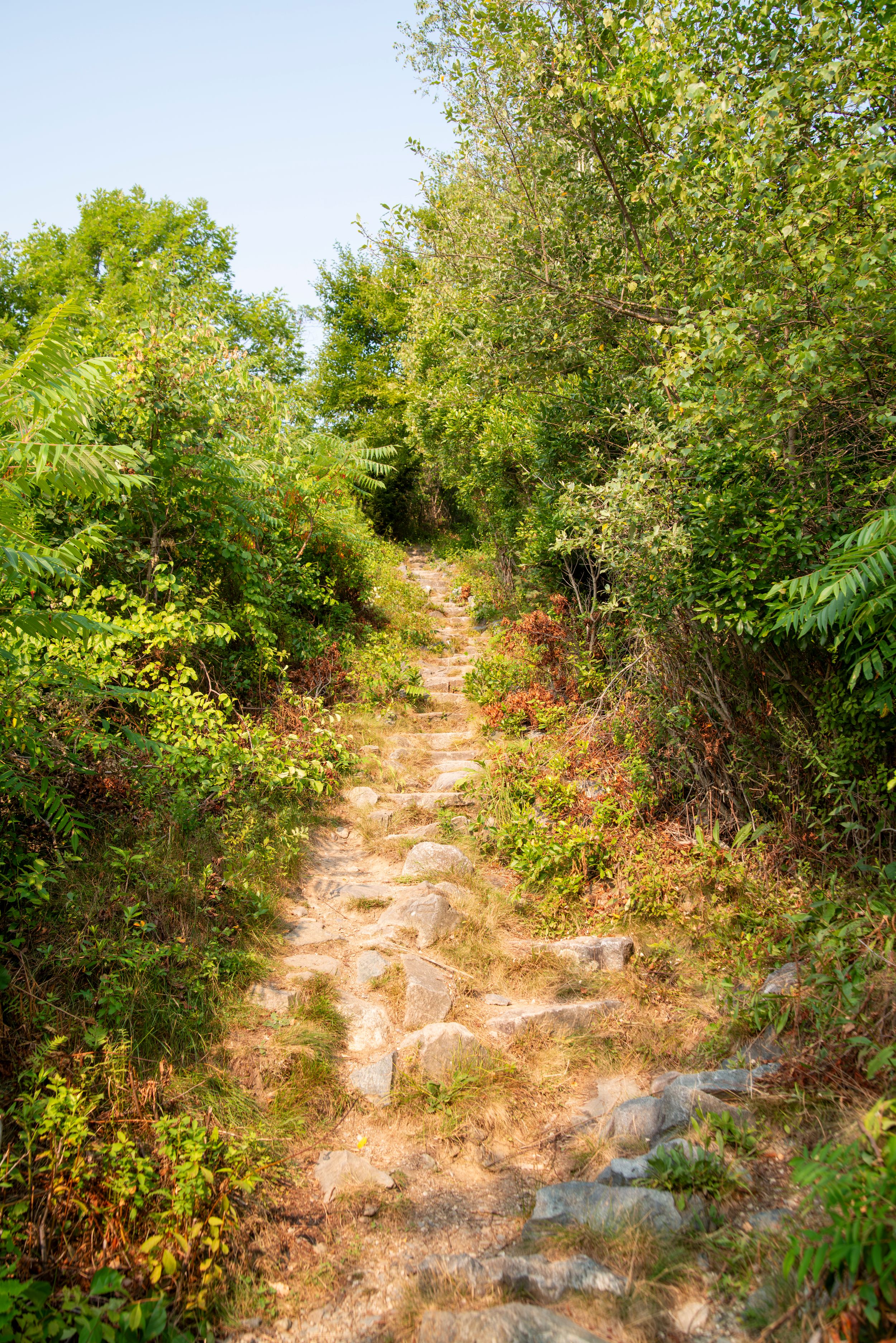 Stone stairs to blue hill mountain