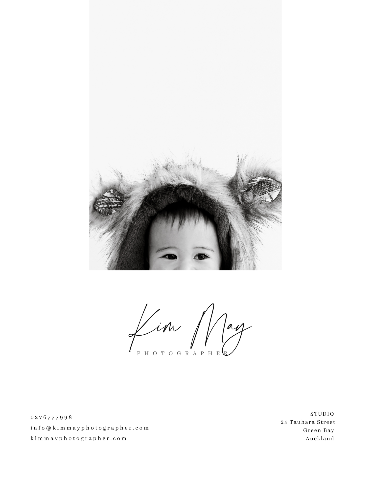 A minimalist black and white photography website header design with a clean layout and logo.