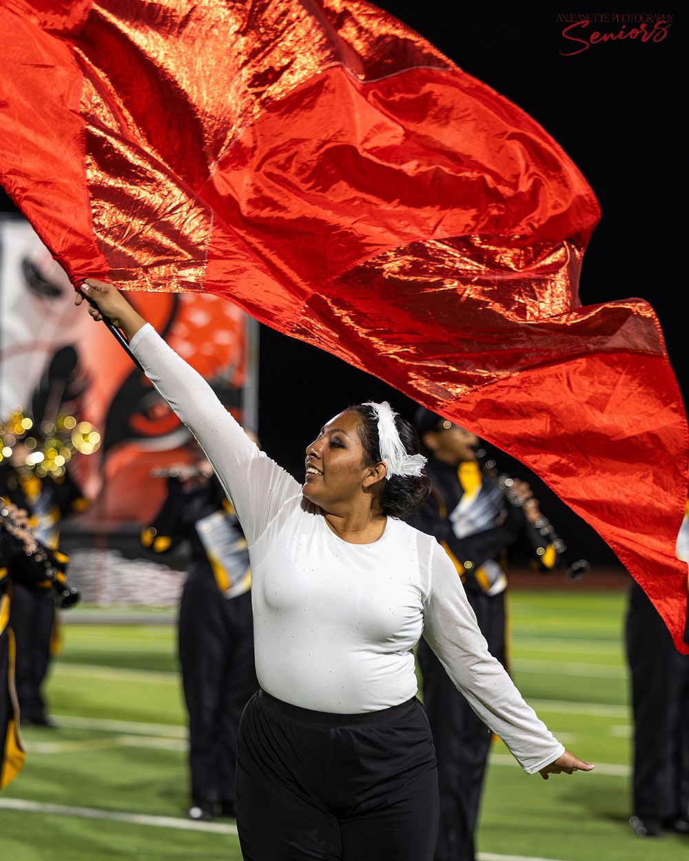 Phoenix AZMBA Marching Band Pictures senior BANNERS Anjeanette Photography High School AZ halftime performance photos