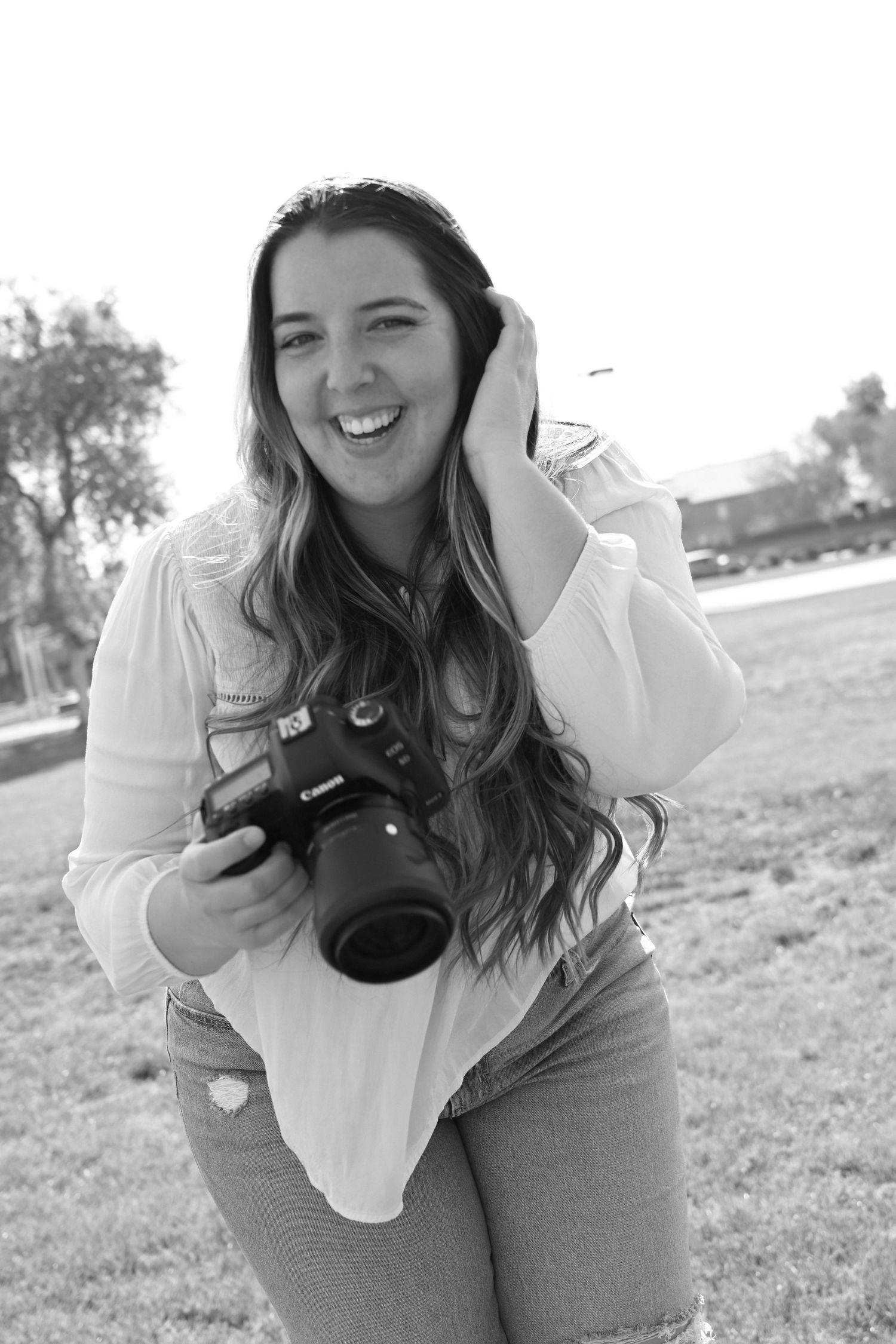 Marketing and branding photo shoot of girl with camera