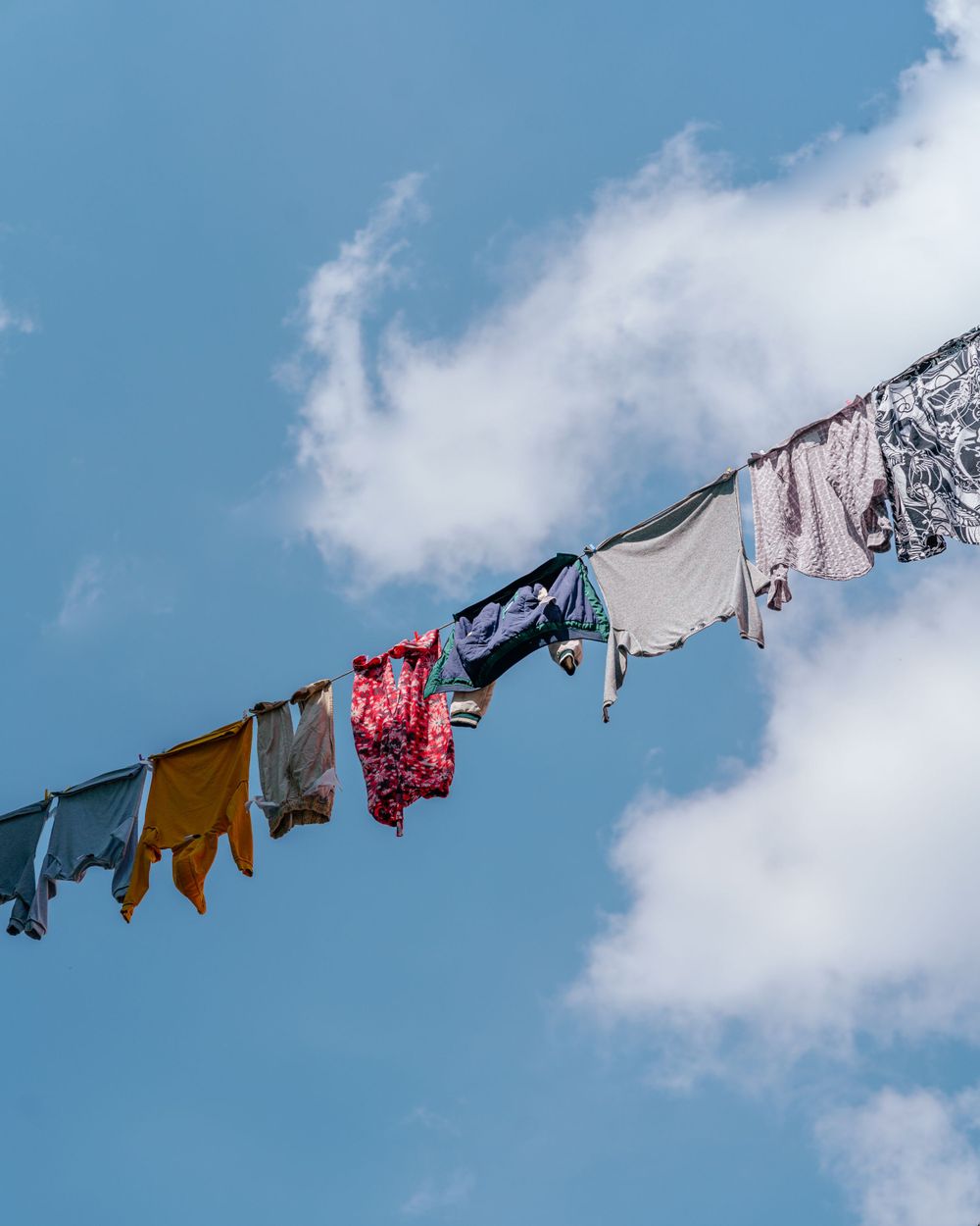 Washing line high in the sky, Istanbul, Turkey.