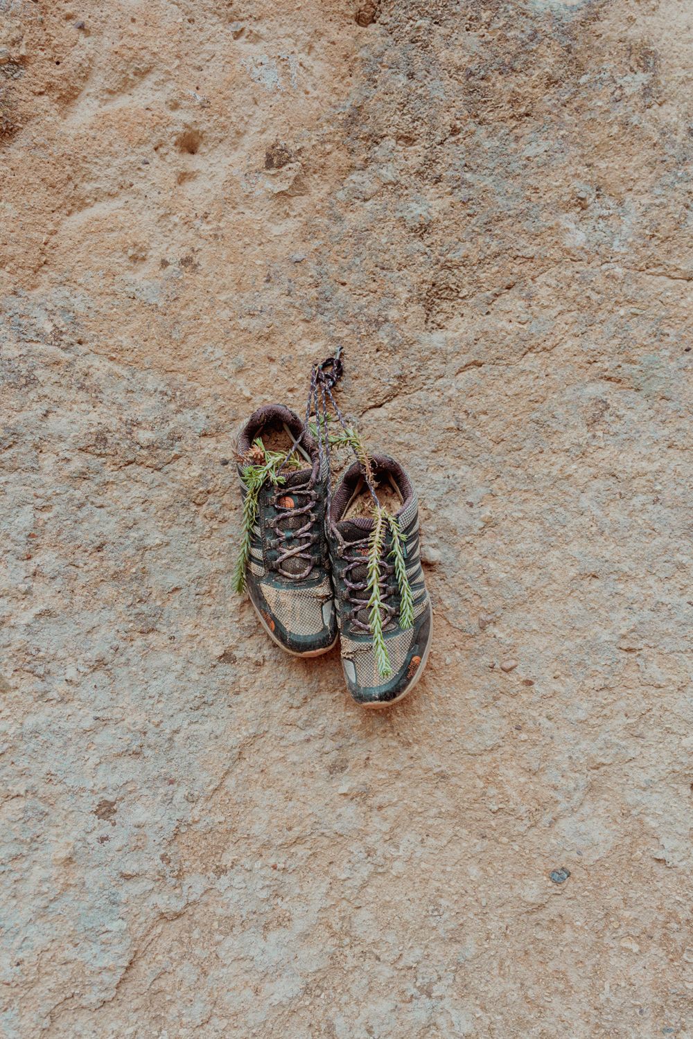 Hiking shoes hanging in Cappadocia, Turkey