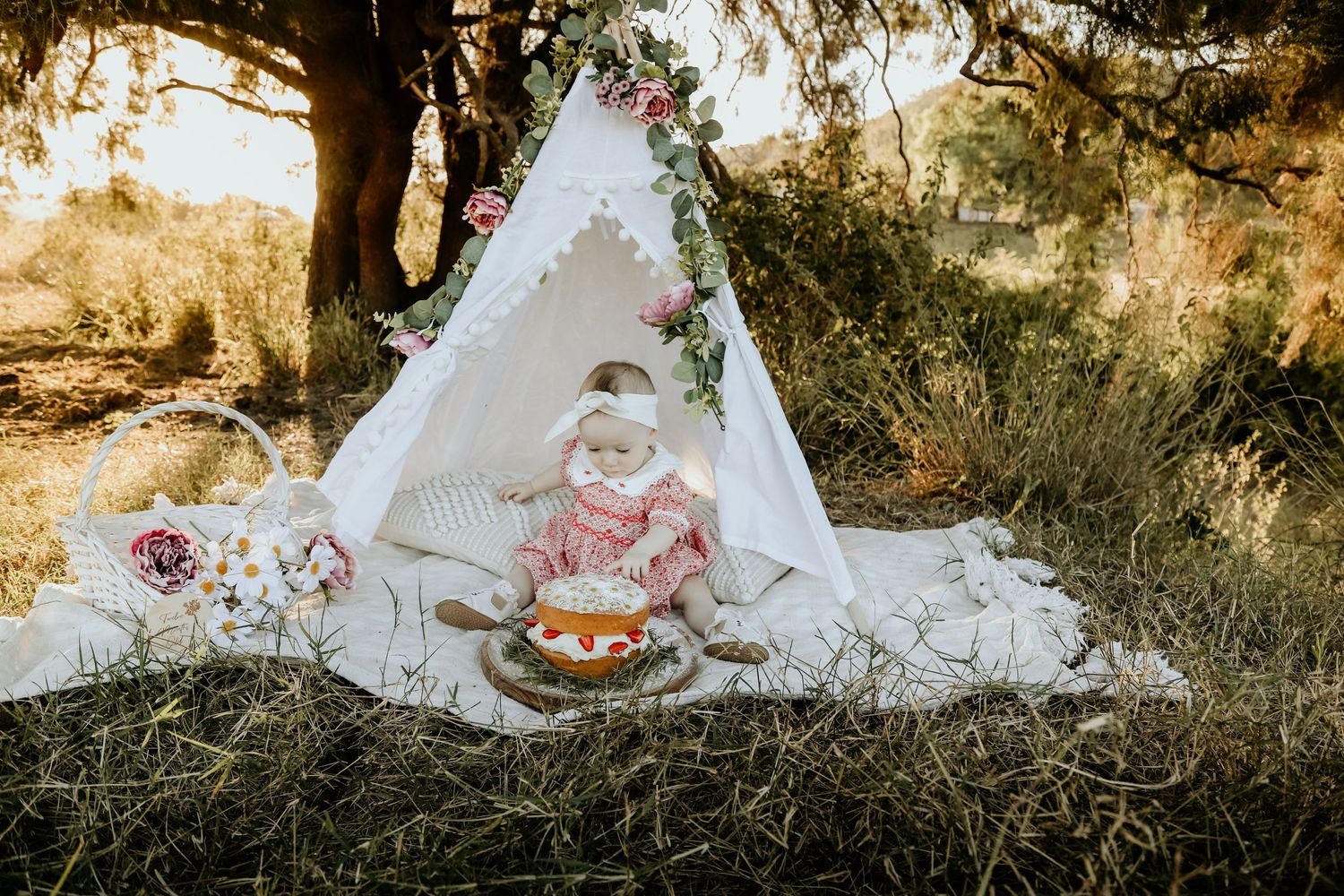 Outside cake smash for a little girl.